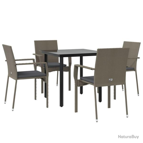 Mobilier � d�ner de jardin et coussins 5 pi�ces noir et gris 02_0014857