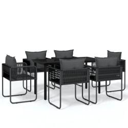Ensemble de salle &agrave; manger de jardin meuble ext&eacute;rieur 7 pi&egrave;ces noir 02_0014010