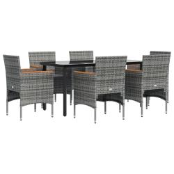 Mobilier de salle &agrave; manger de jardin coussins 7 pi&egrave;ces gris et noir 02_0014626