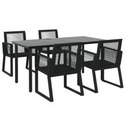 Mobilier &agrave; d&icirc;ner salon de jardin 5 pi&egrave;ces noir rotin PVC 02_0014779