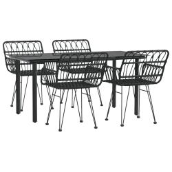 Mobilier &agrave; d&icirc;ner de jardin 5 pi&egrave;ces noir r&eacute;sine tress&eacute;e 02_0014782