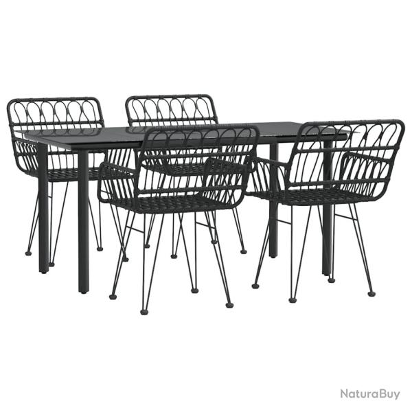 Mobilier � d�ner de jardin 5 pi�ces noir r�sine tress�e 02_0014782