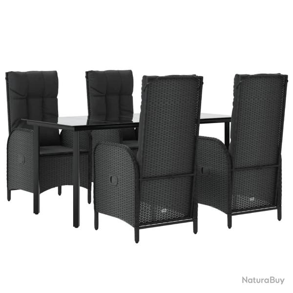 Mobilier � d�ner de jardin et coussins 5 pi�ces noir r�sine tress�e 02_0014866