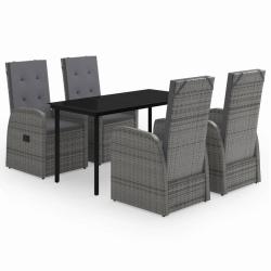 Ensemble de salle &agrave; manger de jardin meuble ext&eacute;rieur avec coussins 5 pi&egrave;ces gris 02_0014148