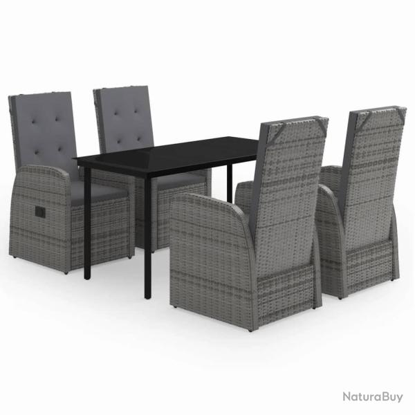 Ensemble de salle � manger de jardin meuble ext�rieur avec coussins 5 pi�ces gris 02_0014148