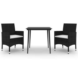 Mobilier &agrave; d&icirc;ner de jardin coussins 3 pi&egrave;ces r&eacute;sine tress&eacute;e verre 02_0014846