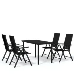 Ensemble de salle &agrave; manger de jardin meuble ext&eacute;rieur 5 pi&egrave;ces noir 02_0013840