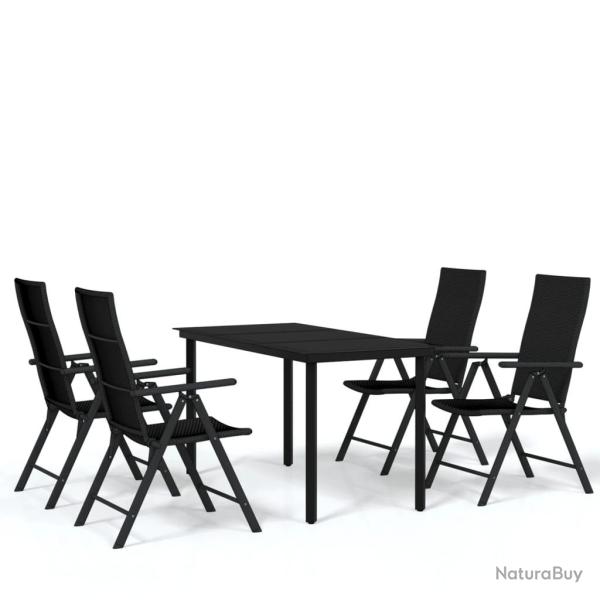 Ensemble de salle � manger de jardin meuble ext�rieur 5 pi�ces noir 02_0013840
