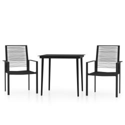 Ensemble de salle &agrave; manger de jardin meuble ext&eacute;rieur 3 pi&egrave;ces noir 02_0013667