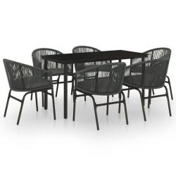 Ensemble de salle &agrave; manger de jardin meuble ext&eacute;rieur 7 pi&egrave;ces gris 02_0013957
