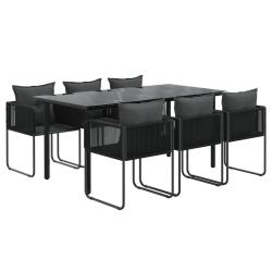 Ensemble de salle &agrave; manger de jardin meuble ext&eacute;rieur 7 pi&egrave;ces noir 02_0014043
