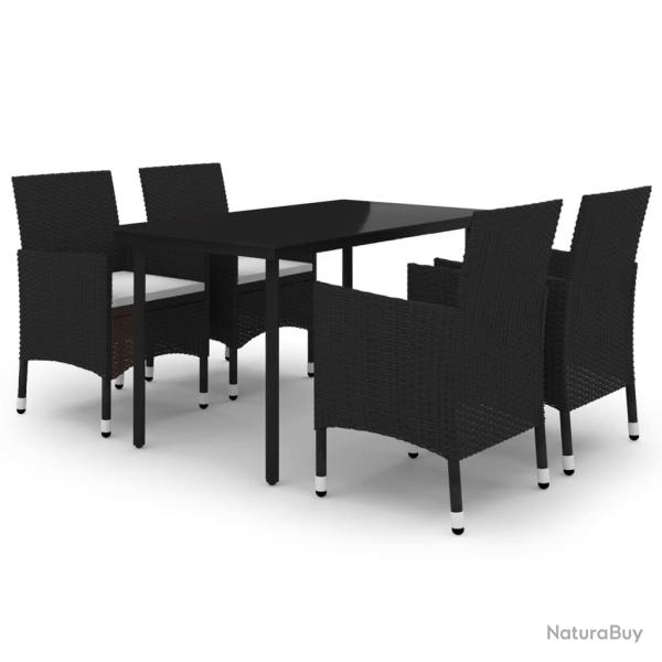 Mobilier � d�ner de jardin coussins 5 pi�ces r�sine tress�e verre 02_0014848