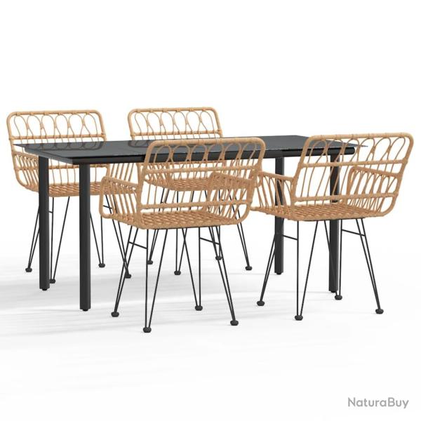 Ensemble � d�ner salon de jardin meuble d'ext�rieur 5 pi�ces r�sine tress�e 02_0014322