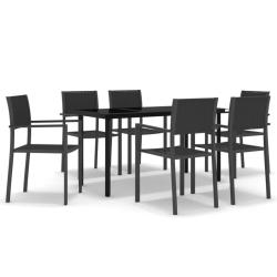 Ensemble de salle &agrave; manger de jardin meuble ext&eacute;rieur 7 pi&egrave;ces noir 02_0013995