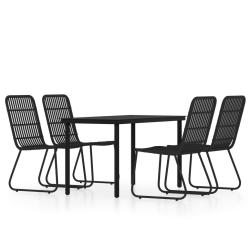 Ensemble de salle &agrave; manger de jardin meuble ext&eacute;rieur 5 pi&egrave;ces noir 02_0013853