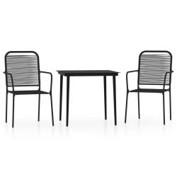 Ensemble de salle &agrave; manger de jardin meuble ext&eacute;rieur 3 pi&egrave;ces noir 02_0013648