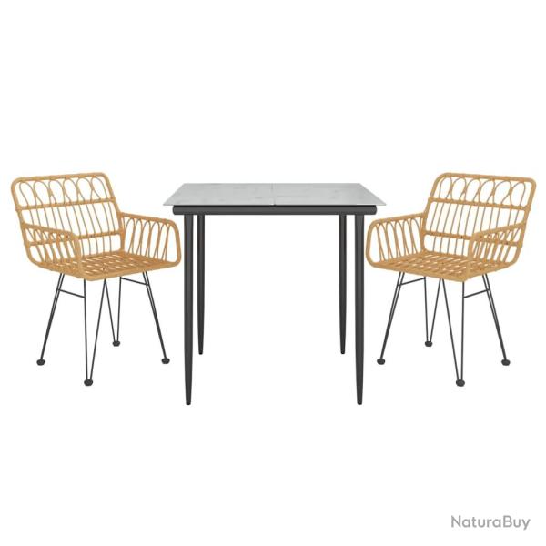 Ensemble de salle � manger de jardin meuble ext�rieur 3 pi�ces r�sine tress�e 02_0013682