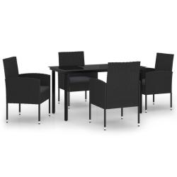 Ensemble de salle &agrave; manger de jardin meuble ext&eacute;rieur 5 pi&egrave;ces noir 02_0013859