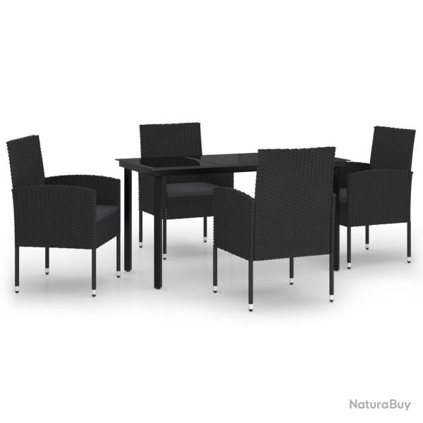 Ensemble de salle � manger de jardin meuble ext�rieur 5 pi�ces noir 02_0013859