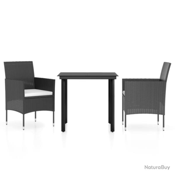 Mobilier de salle � manger de jardin avec coussins 3 pi�ces noir 02_0014599