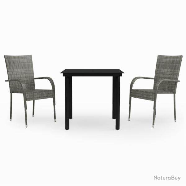 Ensemble de salle � manger de jardin meuble ext�rieur 3 pi�ces gris et noir 02_0013627
