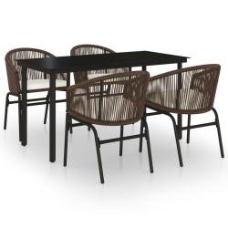 Ensemble de salle &agrave; manger de jardin meuble ext&eacute;rieur 5 pi&egrave;ces marron 02_0013823