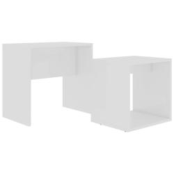 Ensemble de table basse 48 x 30 x 45 cm bois d'ing&eacute;nierie blanc 02_0042103