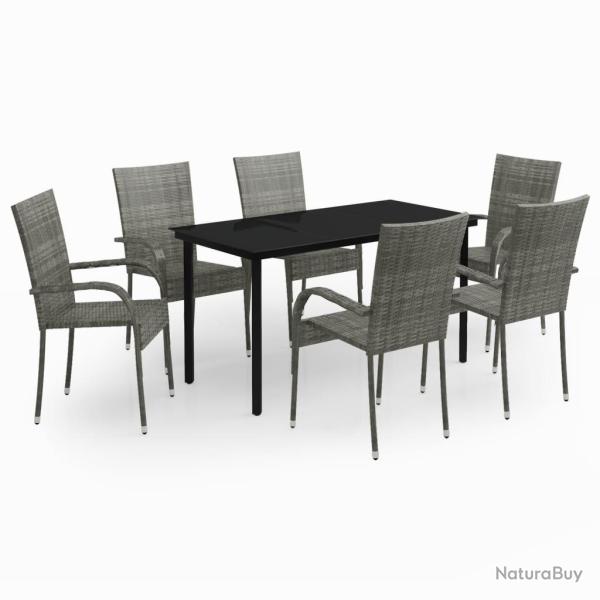 Ensemble de salle � manger de jardin meuble ext�rieur 7 pi�ces gris et noir 02_0013973