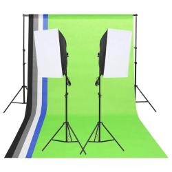 Kit d'&eacute;clairage studio avec toiles de fond et bo&icirc;tes &agrave; lumi&egrave;re blanc 02_0042396