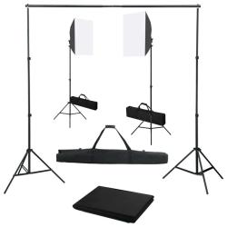 Kit de studio photo professionnel avec bo&icirc;tes &agrave; lumi&egrave;re et toile de fond noir 02_0001435