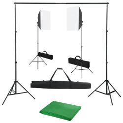 Kit de studio photo professionnel avec bo&icirc;tes &agrave; lumi&egrave;re et toile de fond vert 02_0001428