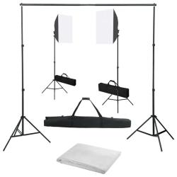 Kit de studio photo professionnel avec bo&icirc;tes &agrave; lumi&egrave;re et toile de fond blanc 02_0001433