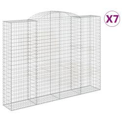Paniers &agrave; gabions cl&ocirc;ture cage mur de sout&egrave;nement arqu&eacute;s 7 pcs 300 x 50 x 220/240 cm fer galvanis&eacute;