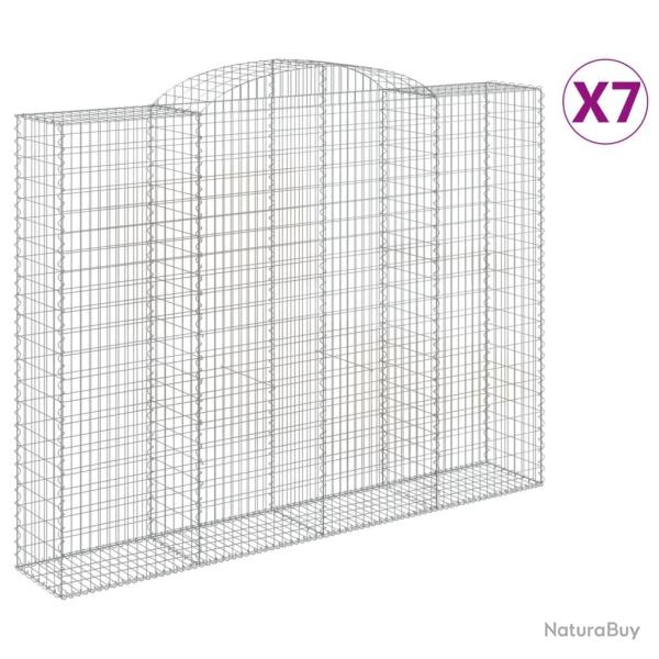 Paniers � gabions cl�ture cage mur de sout�nement arqu�s 7 pcs 300 x 50 x 220/240 cm fer galvanis�