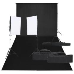 Kit de studio photo avec &eacute;clairage et toile de fond noir 02_0042427