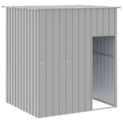 Niche pour chien avec toit clair acier galvanis&eacute; gris 02_0043532