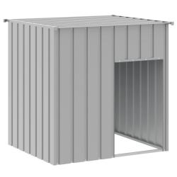 Niche pour chien avec toit clair acier galvanis&eacute; gris 02_0043527