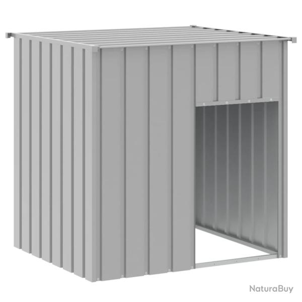 Niche pour chien avec toit clair acier galvanis� gris 02_0043527