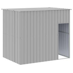 Niche pour chien avec toit clair acier galvanis&eacute; gris 02_0043531