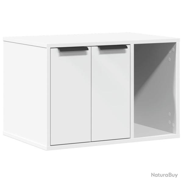 Meuble de bac � liti�re pour chat bois d'ing�nierie blanc 02_0043312
