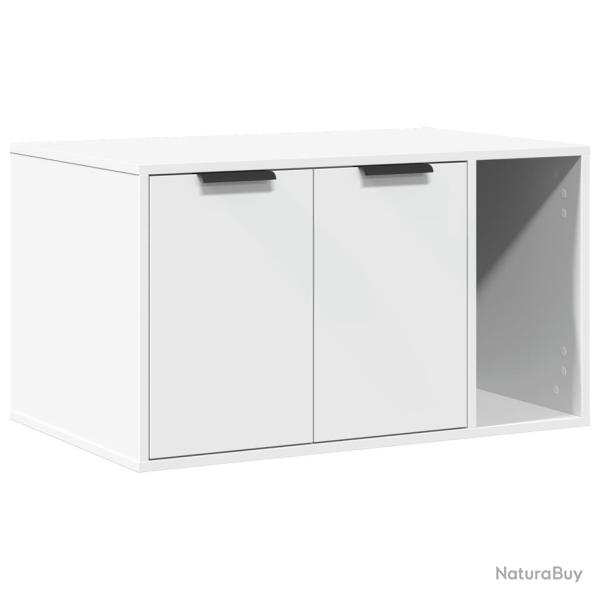 Meuble de bac � liti�re pour chat bois d'ing�nierie blanc 02_0043313