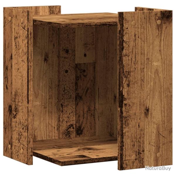 Meuble de bac � liti�re pour chat vieux bois bois d'ing�nierie marron 02_0043343
