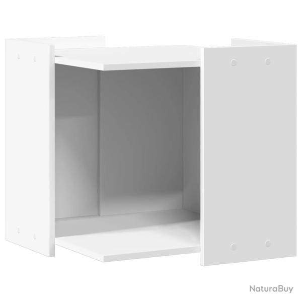 Meuble de bac � liti�re pour chat bois d'ing�nierie blanc 02_0043311