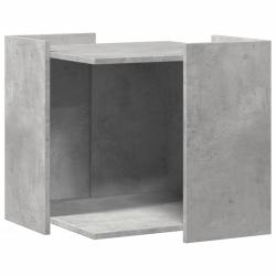 Meuble de bac &agrave; liti&egrave;re pour chat bois d'ing&eacute;nierie gris 02_0043319