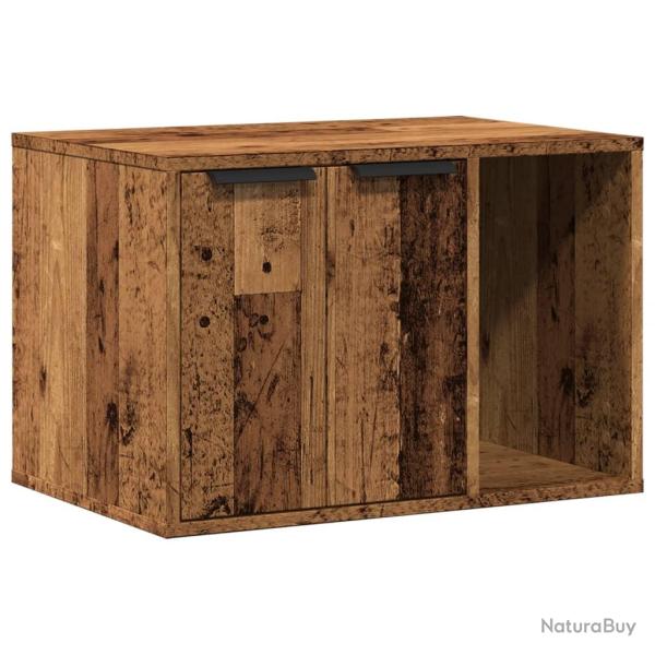 Meuble de bac � liti�re pour chat vieux bois bois d'ing�nierie marron 02_0043347