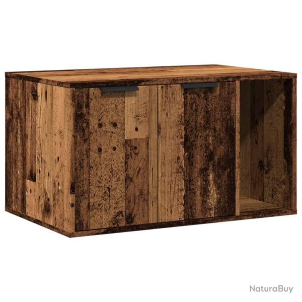Meuble de bac � liti�re pour chat vieux bois bois d'ing�nierie marron 02_0043344