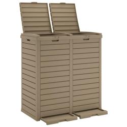 Poubelle d'ext&eacute;rieur clair 78 x 41 x 86 cm polypropyl&egrave;ne marron 02_0043838