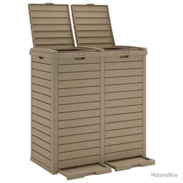 Poubelle d'ext�rieur clair 78 x 41 x 86 cm polypropyl�ne marron 02_0043838