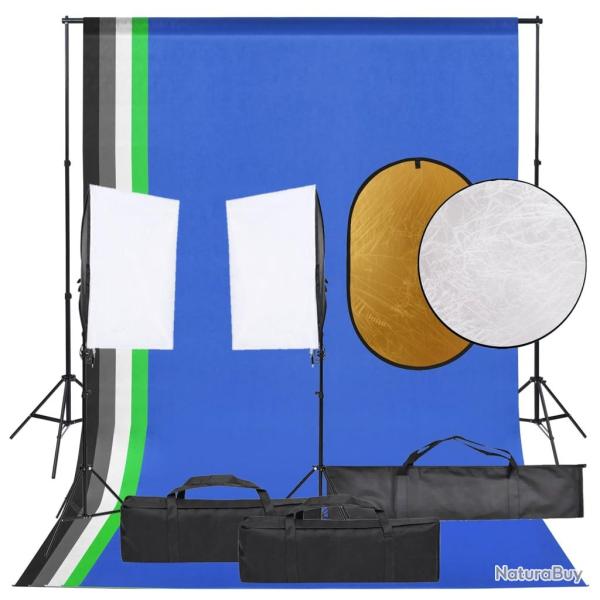 Kit de studio photo avec �clairage toile de fond et r�flecteur noir 02_0042462