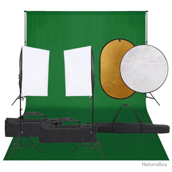 Kit de studio photo avec �clairage toile de fond et r�flecteur noir 02_0042474